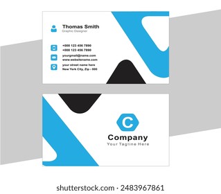 Free vector elegant business card, blue and black business card
