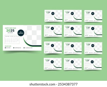 Calendario de pared de diseño elegante de Vector gratis 2025