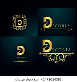 Free vector elegant logo with golden elements