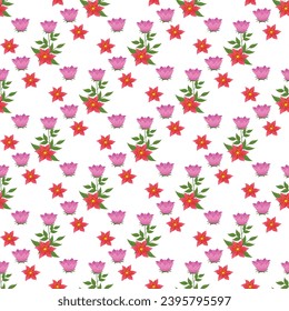 Free vector elegant seamless peony pattern on white background.