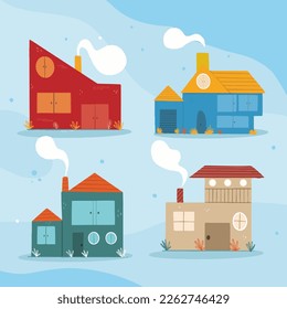 Free vector evolution house architecture housing progress set
