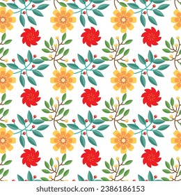 Free vector exotic pattern with flowers and leaves