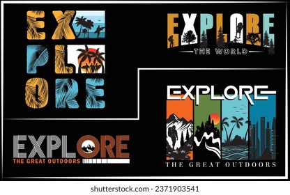 Free vector explore the world travel lettering.