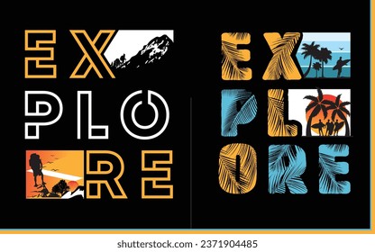 Free vector explore the world travel lettering.