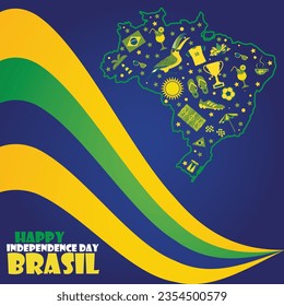 Free vector flat 7 de setembro brazilian independence day illustration