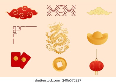 Free vector flat chinese new year festival celebration elements collection