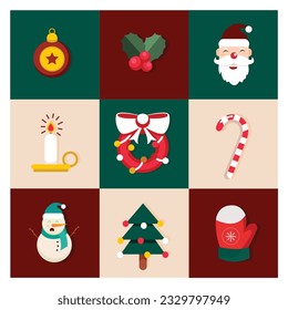 Free vector flat design christmas element illustrations set collection