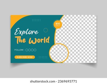 Free vector flat design of travel youtube channel art
