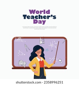Free vector flat hand drawn world teachers' day celebration template