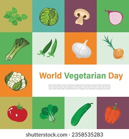 Free vector flat illustration for world vegetarian day, vegan day, and food day