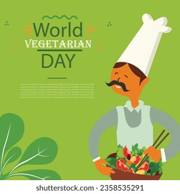 Free vector flat illustration for world vegetarian day, vegan day, and food day
