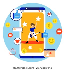 Free vector flat mobile marketing super stars model concept illustration