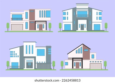 Free vector flat modern house collection