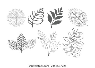 Free Vector floral leaf line art divider, EPs 10 vector illustration.