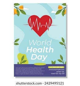 Free vector flyer vertical poster template for world health day celebration 2024