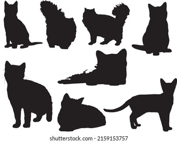 Gatos voladores vectores libres Silhouette.eps