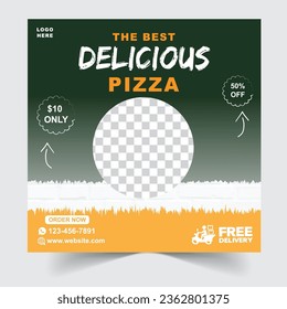 Free vector food social media promotion template and delicious pizza social media banner template
