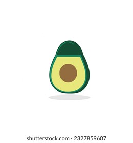 Libre vectorial fresco aguacate verde medio corte con vista aislada en fondo blanco