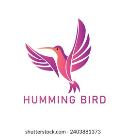 Free vector gradient colorful humming bird logo design illustration