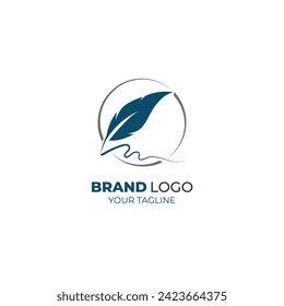 Free vector gradient quill pen logo template