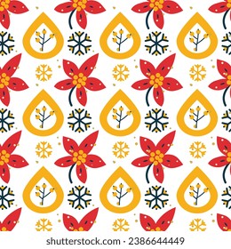 Kostenloser Vektorgroßer Hintergrund mit Weihnachtsdekoration in Flachdesign