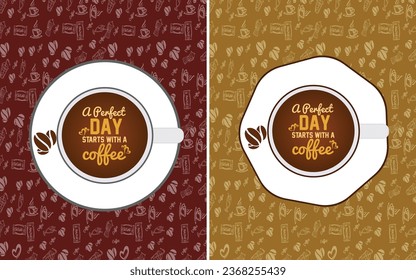 Free vector great background with coffee cup set and nice 
phrase