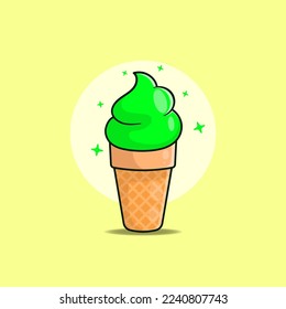 Helado verde vector libre. Dibujo de helados de fondo aislado.