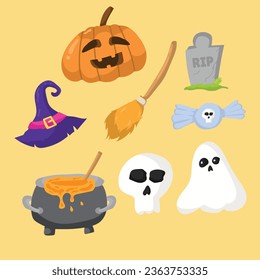 Free Vector Halloween element pack drawn collection