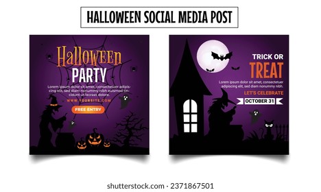 Free vector Halloween Social Media Banners Design, Halloween horror night party promotion social media banner template design. festival, holiday and celebration event marketing web post, flyer