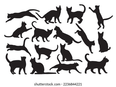 Free vector hand drawn cats silhouette illustration