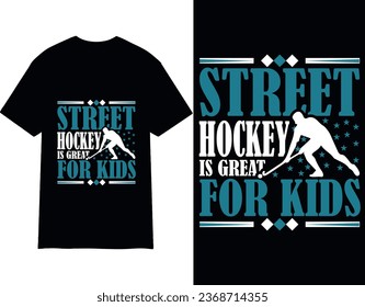 Kostenloses, handgezeichnetes Hockey-T-Shirt-Design mit Vektorgrafik.