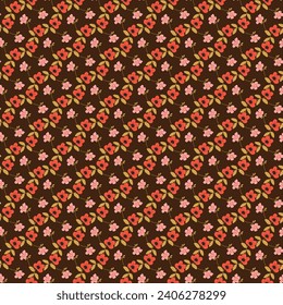 Patrón floral de diseño plano dibujado a mano libre vectorial