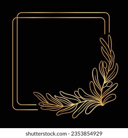 Free vector hand drawn golden leaves frame flower floral editable background vector image