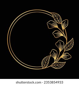 Free vector hand drawn golden leaves frame flower floral editable background vector image
