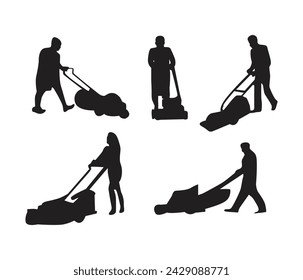 Freie Vektor Hand gezeichnete Rasenmäher Silhouette