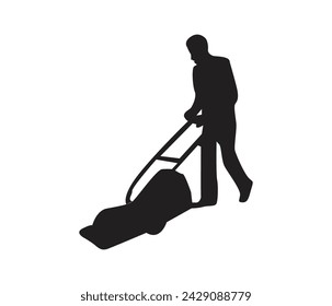 Vector libre dibujado a mano silueta de cortadora de césped