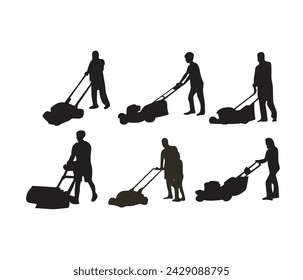 Freie Vektor Hand gezeichnete Rasenmäher Silhouette
