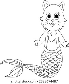 Free vector hand drawn mermaid coloring page illustration