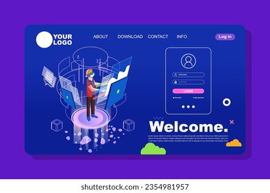 Free vector hand drawn metaverse concept landingpage template