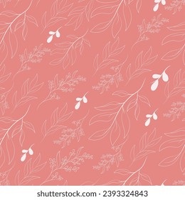 Free vector hand drawn minimal leaf seamless pattern