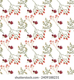 Free vector hand drawn pressed flowers pattern