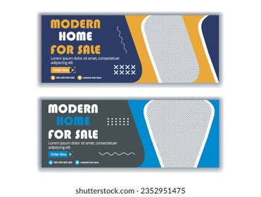 Free vector hand drawn real estate home for sale template design and social media banner template