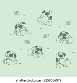 FREE VECTOR HAND DRAWN TURTLE PATTERN
