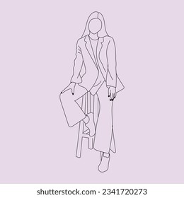 free vector hand-drawn fashion women elegant line art