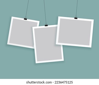Free vector hanging photo frames in different sizes editable Free Vector Image