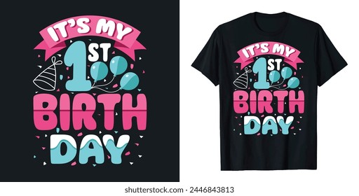 Free Vector Happy Birthday typography t-shirt design flat illustration template