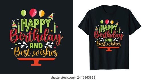 Free Vector Happy Birthday typography t-shirt design flat illustration template