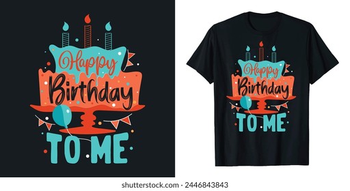 Free Vector Happy Birthday typography t-shirt design flat illustration template