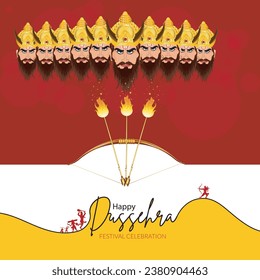 Free vector happy dussehra bow and arrow festival greeting card background