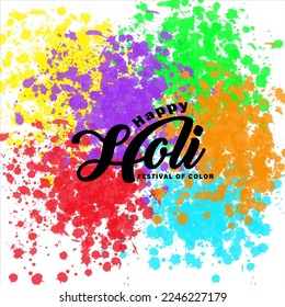 free vector happy holi festival colorful splashes background with watercolor effect and rainbow color effect 